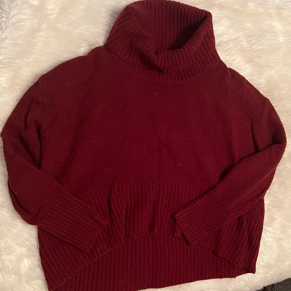 Rachel Zoe Burgundy Cropped Turtle Neck Sweater size XL